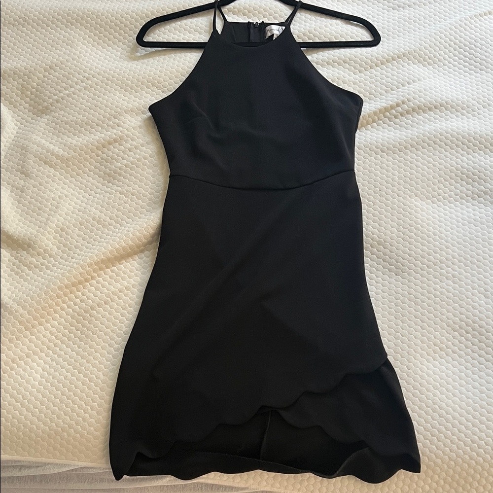 Honey and Rosie Black Scalloped Mini Dress